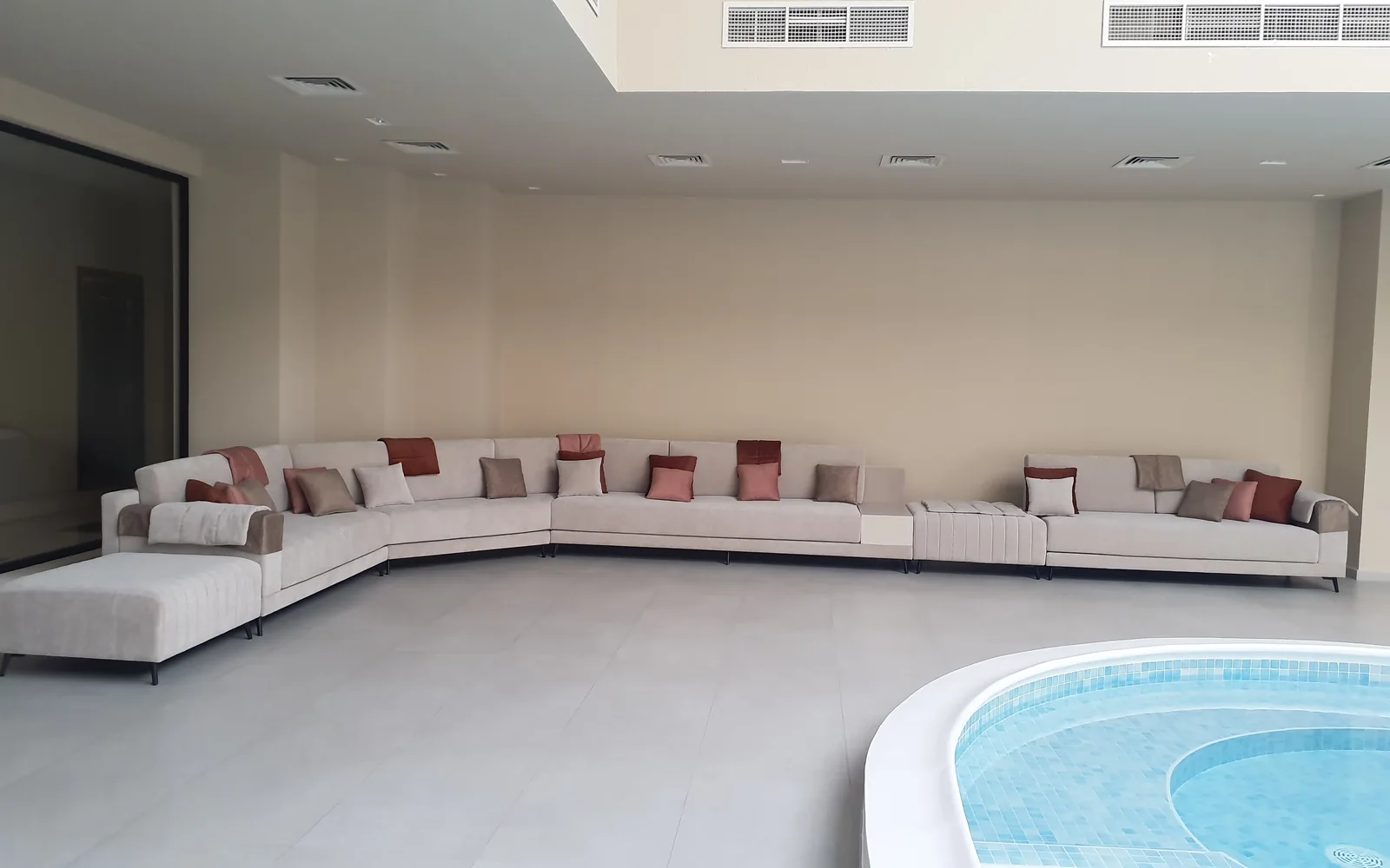 Wraparound lounge seating.