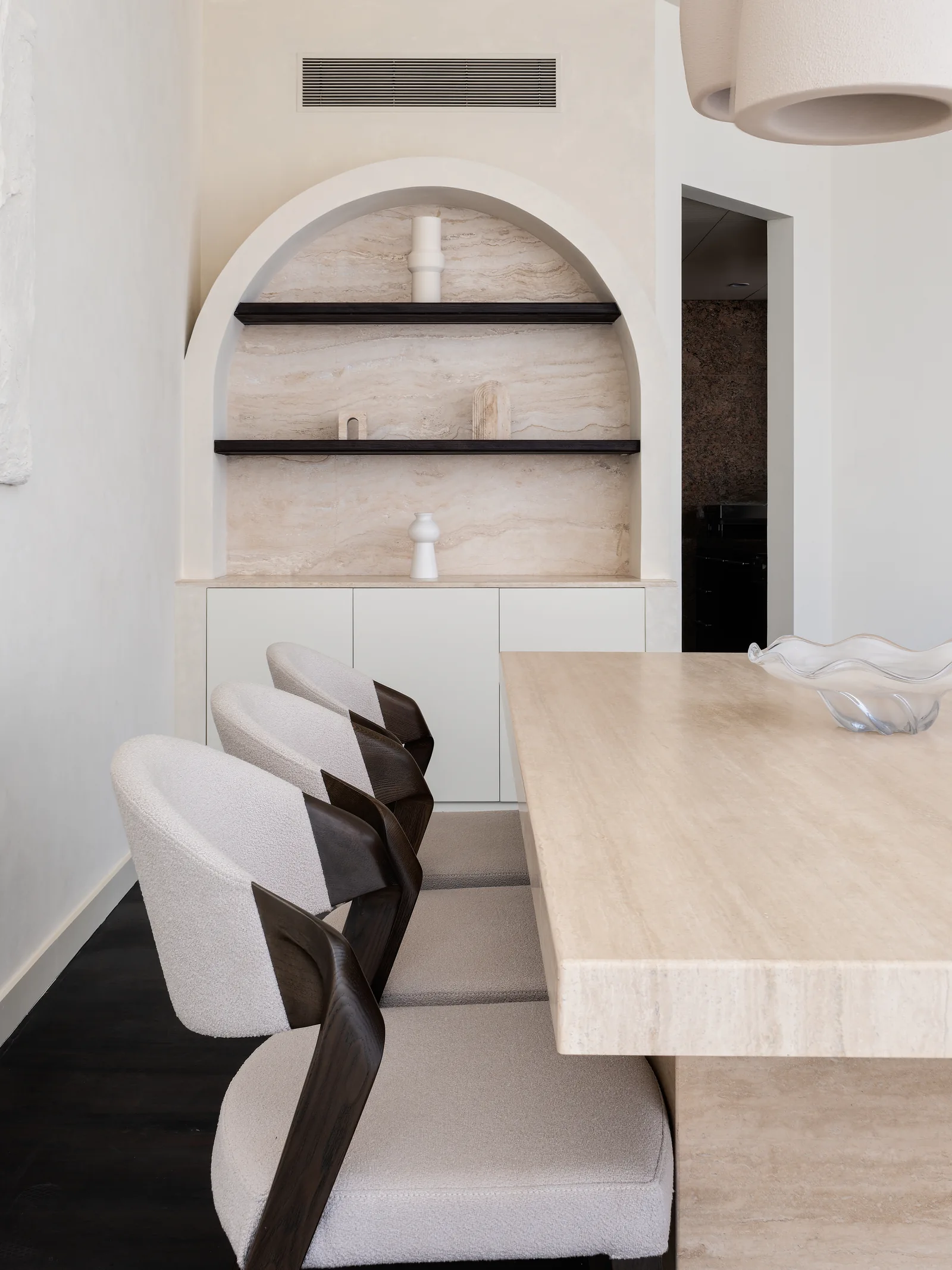 Dining chair profiles and table edge.